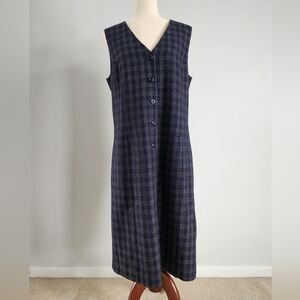 Worthington 12 T Tall Partial Button Front Wool Blend Vintage Overall Jumper EUC